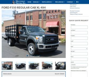 A Ford F550 Truck as shown by the Minuteman Trucks website with Salesforce integration.